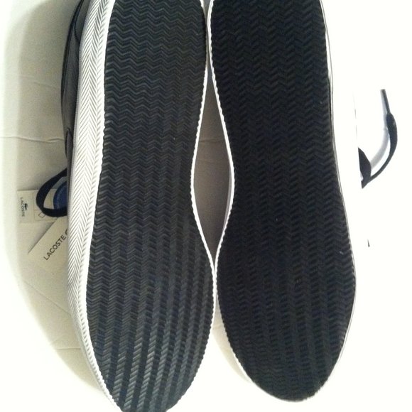 LACOSTE MENS NEW BLACK LEATHER FASHION SNEAKERS SIZE: 11.5 - Picture 14 of 16